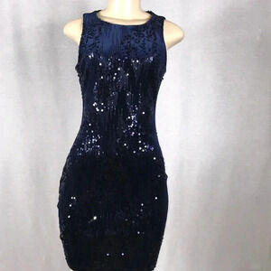 Emerald Sundae Velvet Sequence Blue Dress Size Small New With Tags